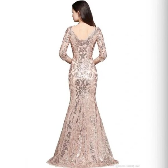 BHLDN Tadashi Shoji "Yvonne" Sequin Lace Overlay Dress Size 8 - Picture 8 of 11
